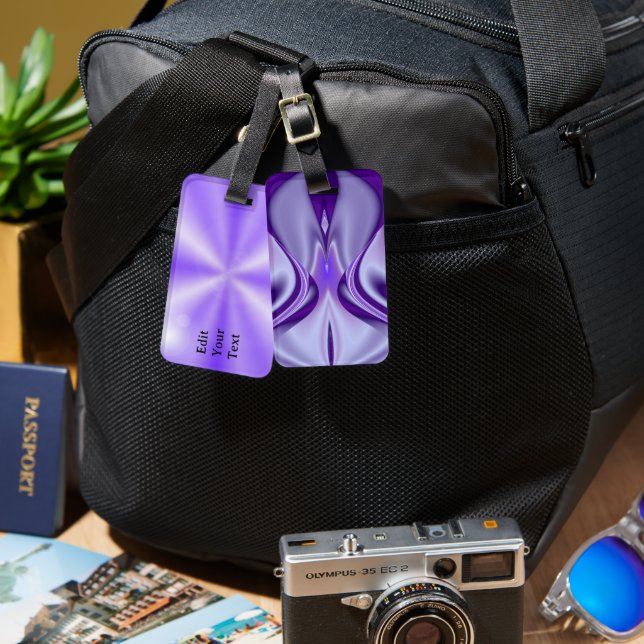 Purple Flower Rainbow Dreams Luggage Tag (Front & Back)