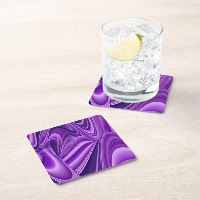 Purple Flower Rainbow Dreams Square Paper Coaster (Insitu)