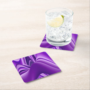 Purple Flower Rainbow Dreams Square Paper Coaster
