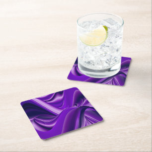 Purple Flower Rainbow Dreams Square Paper Coaster