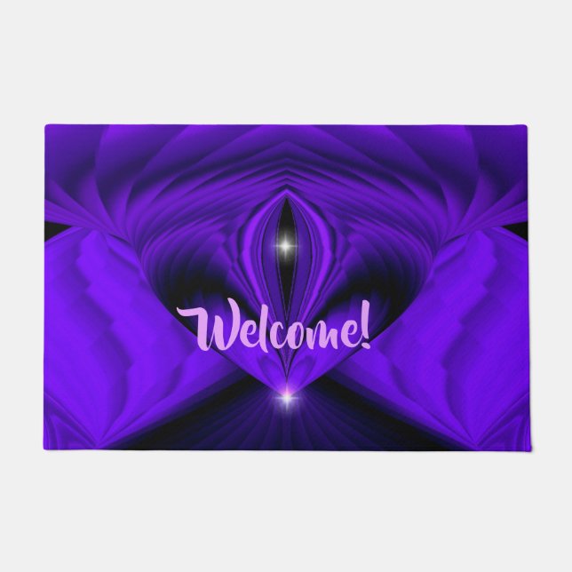 Purple Flower Rainbow Dreams Two Stars Doormat (Front)