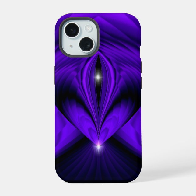 Purple Flower Rainbow Dreams Two Stars iPhone 15 Case (Back)