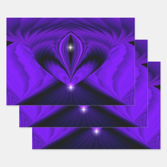 Purple Flower Rainbow Dreams , Two Stars Wrapping Paper Sheet (Set)