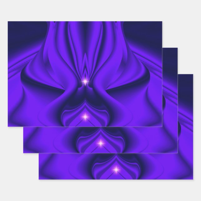 Purple Flower Rainbow Dreams , Two Stars Wrapping Paper Sheet (Set)