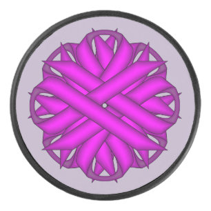 Purple Flower Ribbon by Kenneth Yoncich Hockey Puck