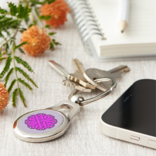 Purple Flower Ribbon by Kenneth Yoncich Key Ring