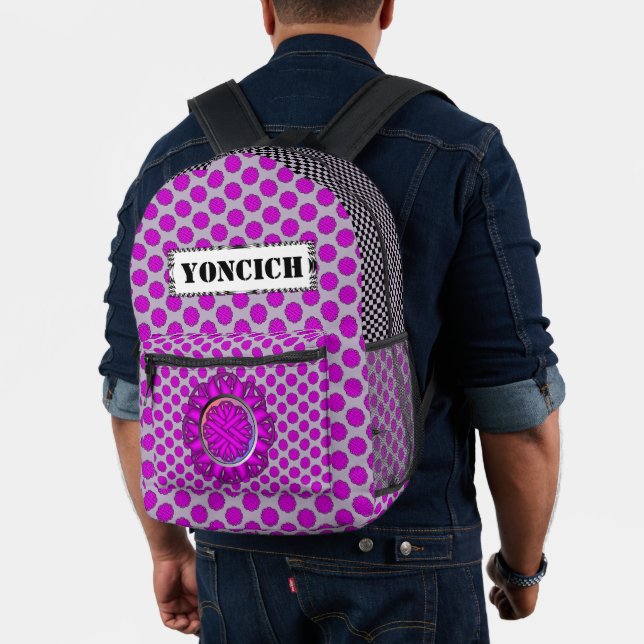 Purple Flower Ribbon by Kenneth Yoncich Printed Backpack (Insitu (Model))