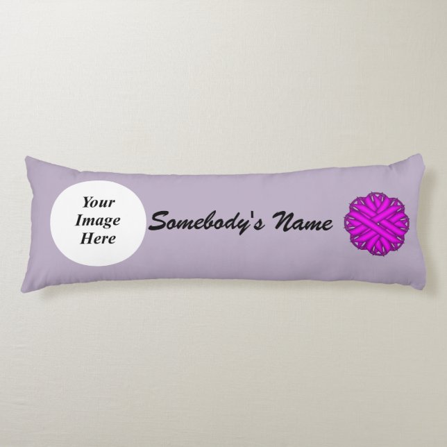 Purple Flower Ribbon Template by Kenneth Yoncich Body Cushion (Front)