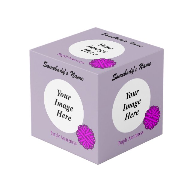 Purple Flower Ribbon Template by Kenneth Yoncich Cube (Front Angled)