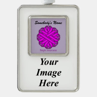 Purple Flower Ribbon Tmpl(V-I)by Kenneth Yoncich Silver Plated Framed Ornament