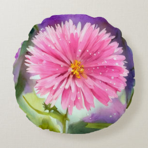 Purple Flower Round Cushion