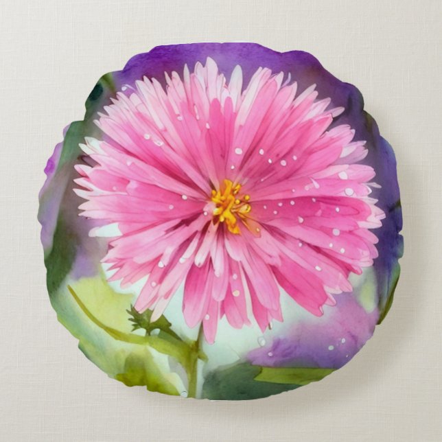 Purple Flower Round Cushion (Front)