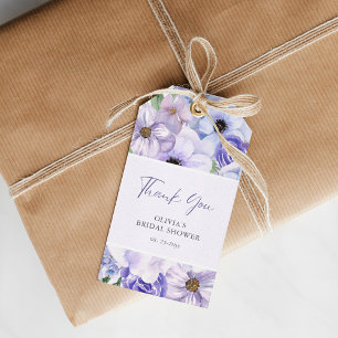 Purple Flower Script Bridal Shower Thank You Gift Tags