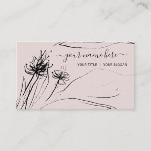 Purple Flower Sketch Elegant handdrawn Paper Business Card