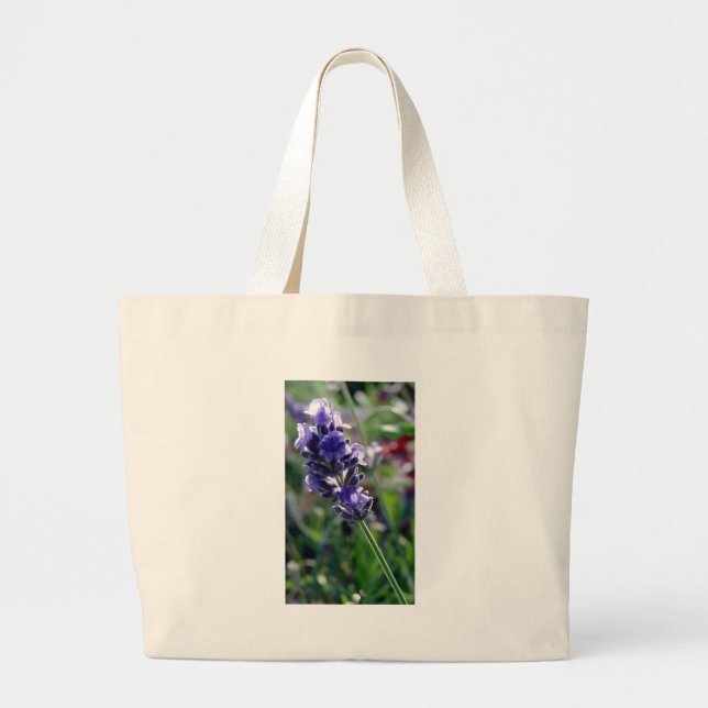 Purple Flower Spike Large Tote Bag (Front)