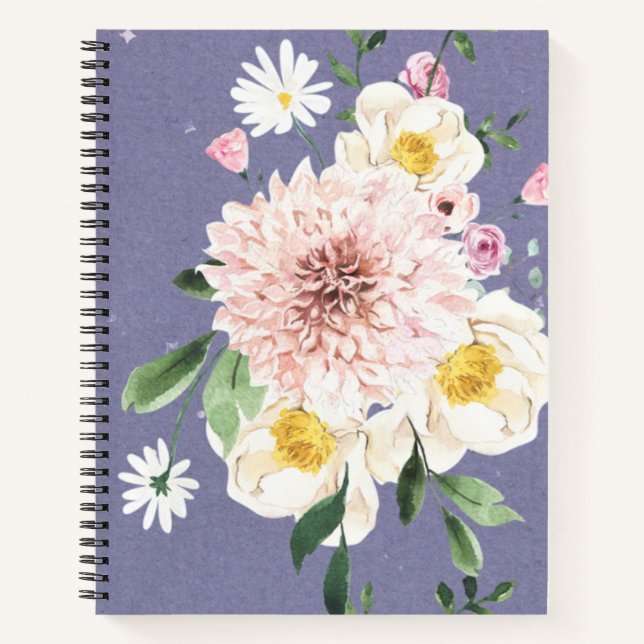 Purple flower spiral notebook hardcover (Front)