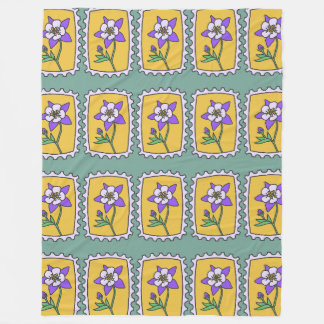 Purple flower stamps fleece blanket