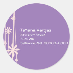 Purple Flower Stems Classic Round Sticker