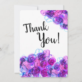 Purple Flower Thank You Flat Card