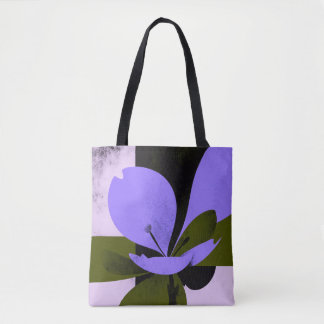 Purple Flower Tote Bag – Modern Abstract Floral De