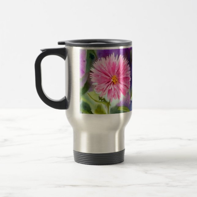 Purple Flower Travel Mug (Left)