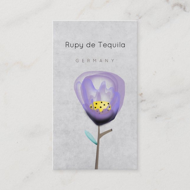 Purple Flower Vertical Business Card (Front)