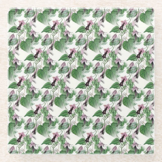 Purple Flower Vine Pattern Coasters (Front)