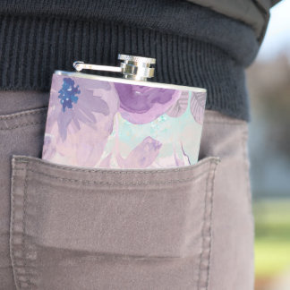 Purple Flower Vinyl-Wrapped Flask