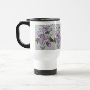 Purple Flower Watercolor Design Travel Mug