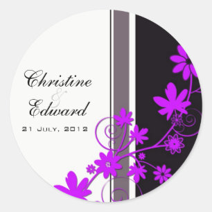 Purple Flower Wedding Sticker