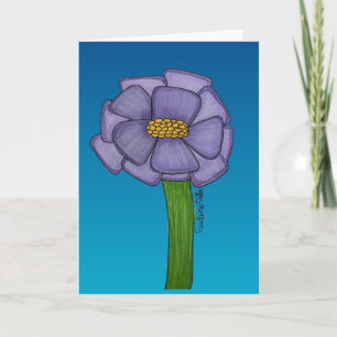 Purple Flower with blue background blank Card
