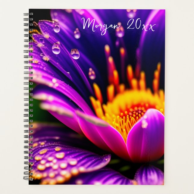 Purple Flower with Dew Drops  Planner (Front)