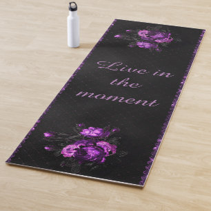 Purple Flower with Personalised Quote Yoga Mat