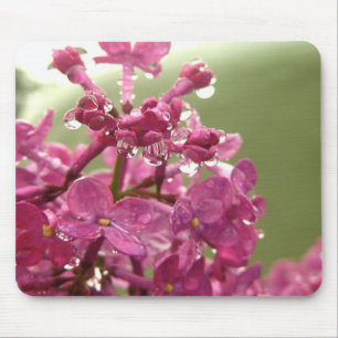 Purple Flower with Raindrops Mouse Pad