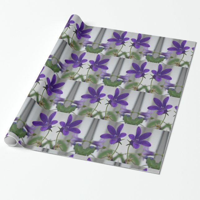 Purple flower wrapping paper (Unrolled)