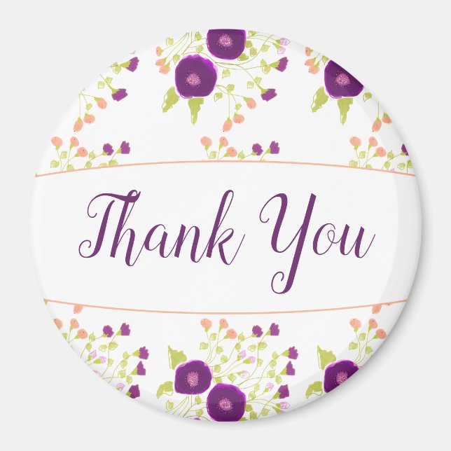 Purple flowered design magnet (Front)