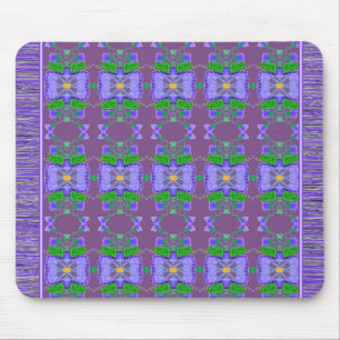 Purple Flowered Patterned Mouse Rug Mat