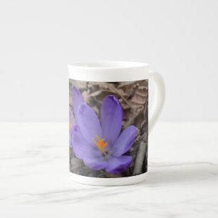 Purple flowering Woodland Crocus Bone China Mug