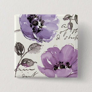 Purple Flowers 15 Cm Square Badge