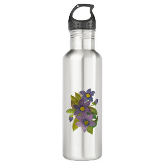 Purple flowers 710 ml water bottle