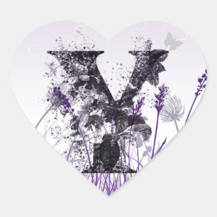 Purple Flowers Alphabet - Letter Y Girls Name Heart Sticker