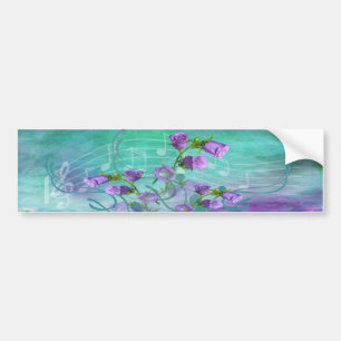 Purple Flowers and a Musical Score Bumper Sticker