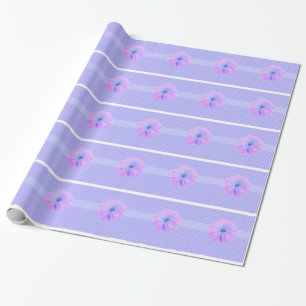 Purple Flowers and a Scroll Pattern Wrapping Paper