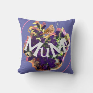 Purple Flowers and Bird Cushion