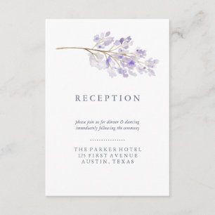 Purple Flowers and Branch Watercolor Reception Invitation