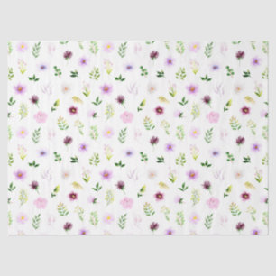 Purple Flowers and Foliage Pattern Tissue Paper