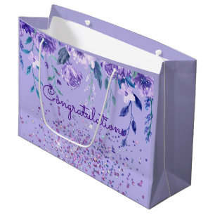 Purple Flowers and Glitter Gift Bag