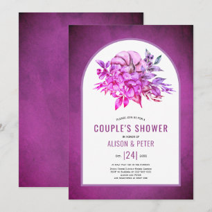Purple flowers and pumpkin fall couples shower invitation