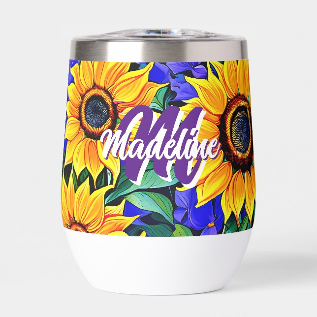 Purple Flowers and Yellow Sunflowers Personalised (Front)