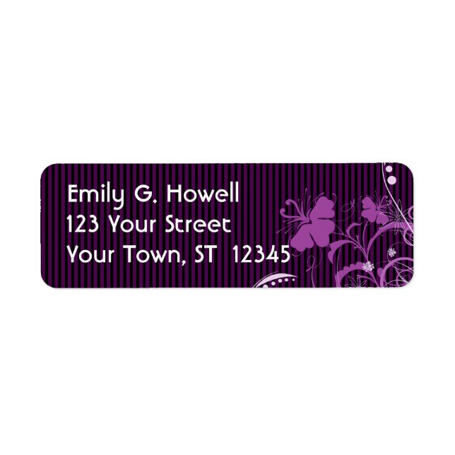 Purple Flowers Avery Label (Front)